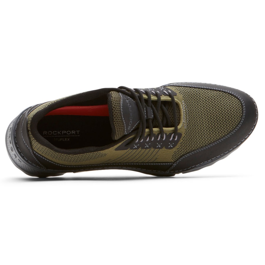 Rockport Erkek Rocsports Spor Ayakkabı Orman Yeşili örgü Siyah Deri - Görsel 4