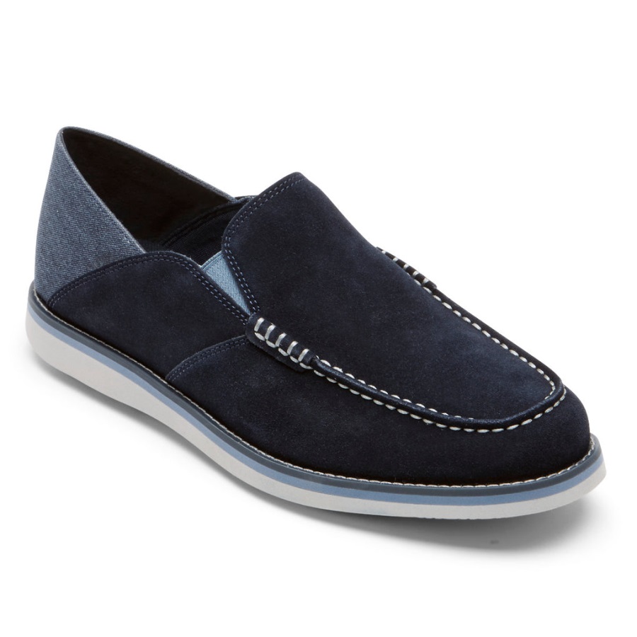 Rockport Erkek Tucker Venetian Ezilme Geri Mokasen Yeni Elbise Blues - Görsel 1